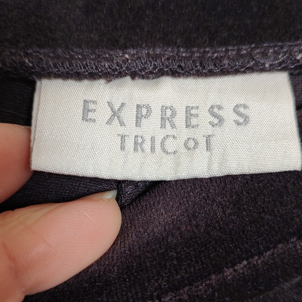 Express Tricot Women's Plum Velvet Stretch Pants - Picture 4 of 5